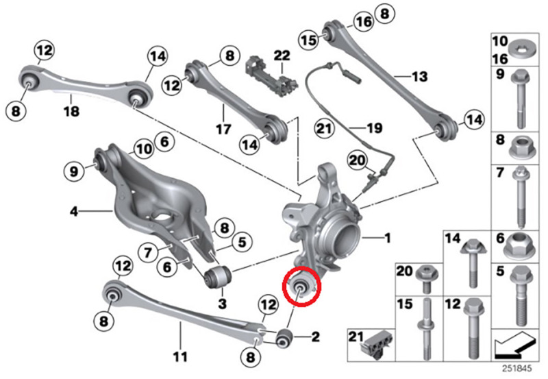 BMW 4 Series Rear Traction Arm Knuckle Bushing - SPL Parts - Spherical - `11-`27